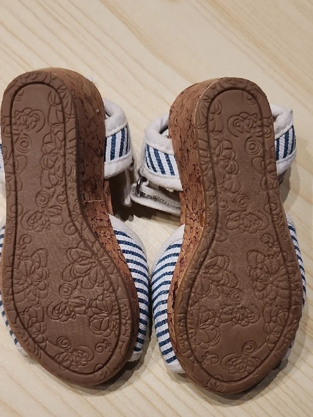 Carter's Girls Cork Blue and White Striped Girls' Sandals